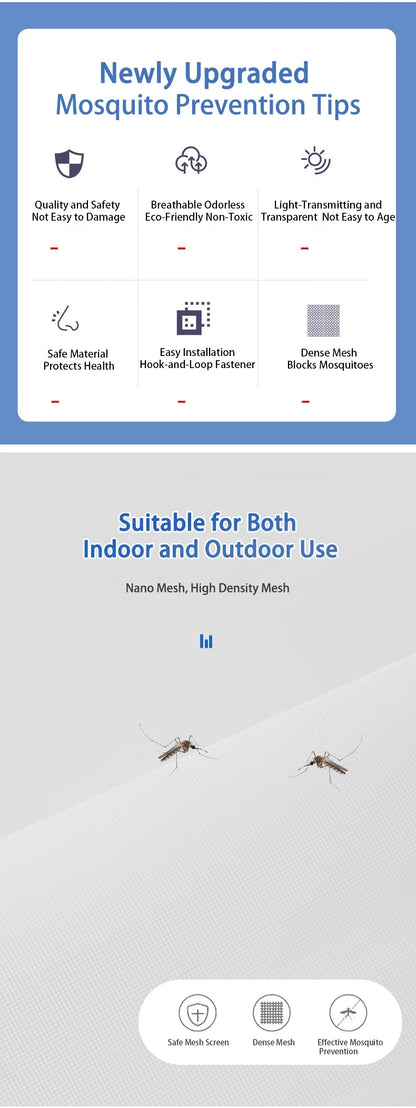Mosquitera invisible a medida – Malla antinsectos para ventanas y puertas, sin taladros, con cierre de velcro
