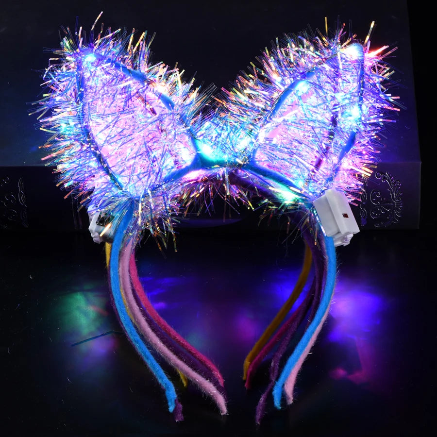 Serre-tête lumineux LED Oreilles de Chat & Lapin – Bandeau lumineux pour Anniversaires, Festivals & Mariages