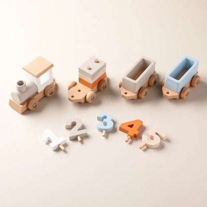 Juguete de Tren de Madera Montessori – Carrito Educativo para Bebés con Bloques Numéricos, Juguete de Madera para el Aprendizaje Temprano, Regalo de Actividad de Aprendizaje Preescolar para Niños Pequeños