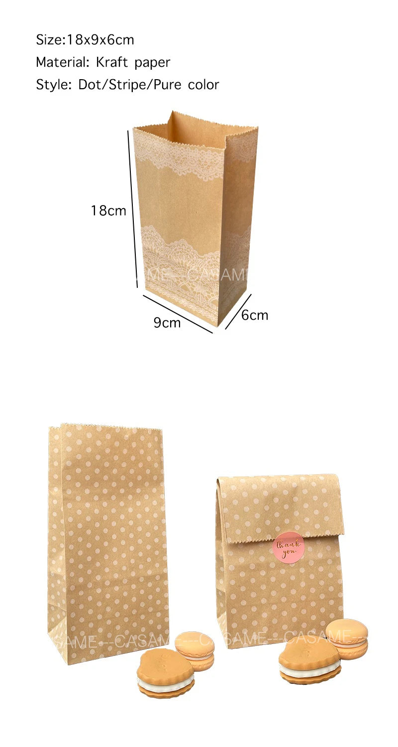 10PCS Stand-Up Colorful Gift Bags with Stickers – Solid, Striped & Polka Dot Treat Bags for Wedding, Birthday & Party Favors (18×9×6cm)