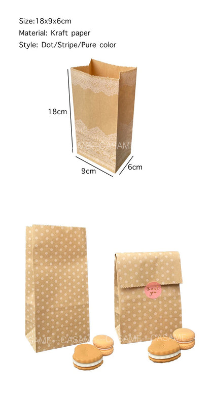 10PCS Stand-Up Colorful Gift Bags with Stickers – Solid, Striped & Polka Dot Treat Bags for Wedding, Birthday & Party Favors (18×9×6cm)
