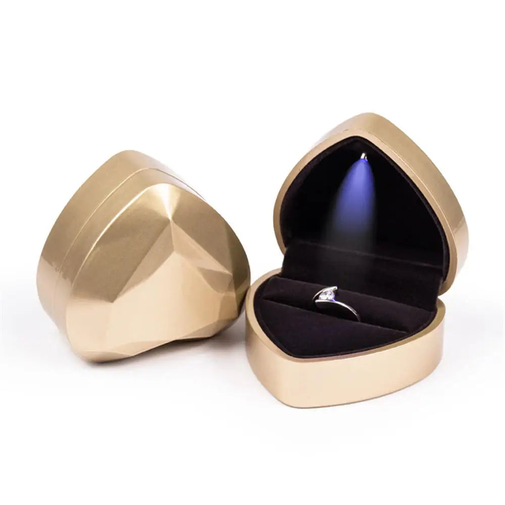LED Velvet Jewelry Gift Box for Rings, Necklaces & Pendants – Luxury Lighted Proposal, Engagement & Wedding Display Case