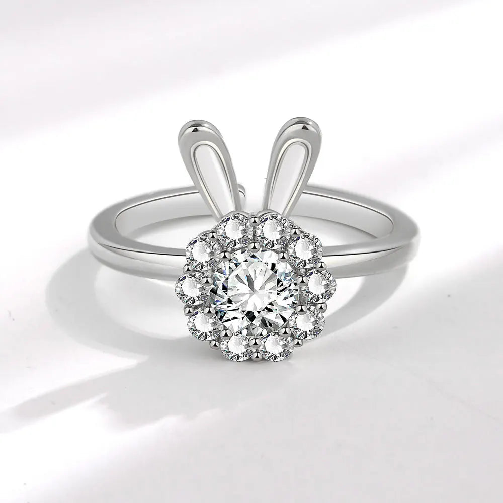 Anillo giratorio antiestrés de mariposa y flor con diamantes de imitación – Anillo giratorio antiansiedad para mujer | Joyería ajustable para aliviar el estrés