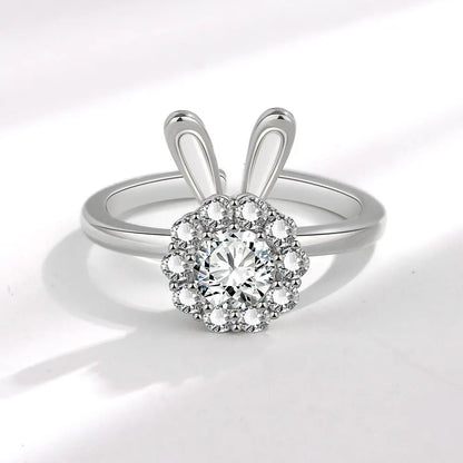 Anillo giratorio antiestrés de mariposa y flor con diamantes de imitación – Anillo giratorio antiansiedad para mujer | Joyería ajustable para aliviar el estrés