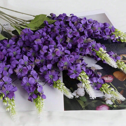 5 flores artificiales de jacinto – Tallos florales de imitación de ratán para decoración de sala de estar, celebraciones de boda, paredes de jardín, cajas de regalo y accesorios de bricolaje