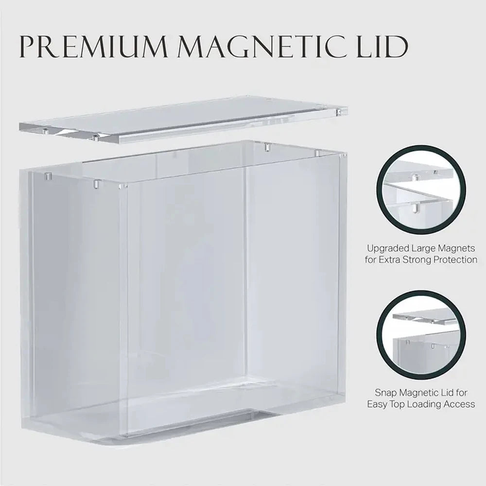 5mm Acrylic Booster Box Display Case – Stackable Magnetic Buckle Transparent Protective Storage Box for TCG Cards