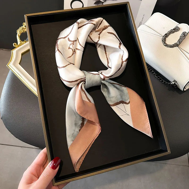 Women's Luxury Satin Silk Feel Square Scarf Printed Hair Scarf Neckerchief Bandana Hijab Wrap