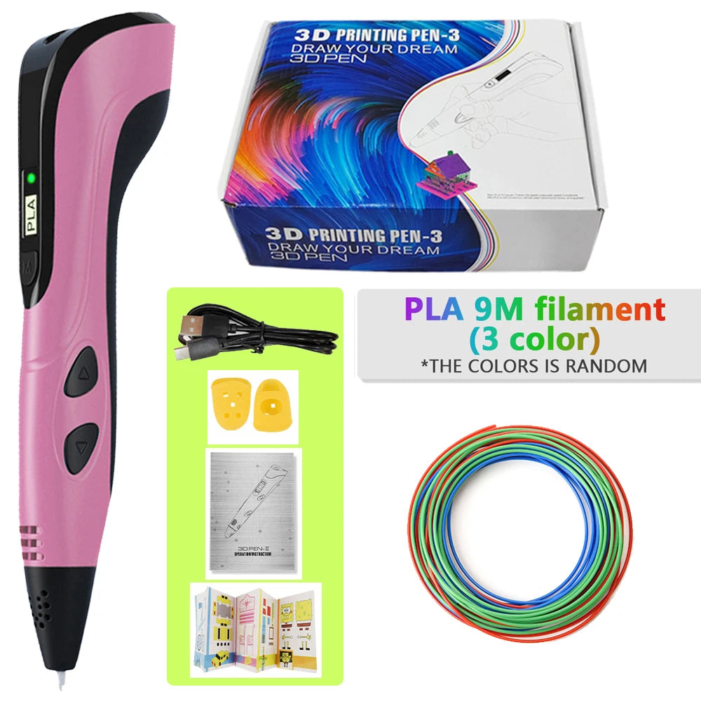Lápiz 3D para niños – Lápiz de dibujo DIY recargable con juego de filamento PLA para manualidades creativas