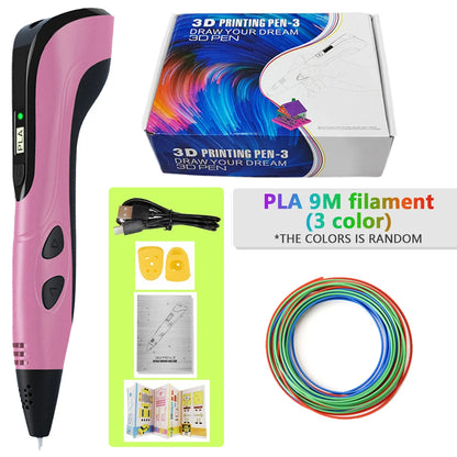 Lápiz 3D para niños – Lápiz de dibujo DIY recargable con juego de filamento PLA para manualidades creativas