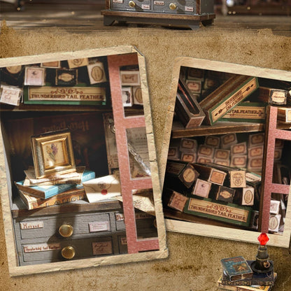 Kit DIY de casita de lectura de madera con luces LED – Artesanía en miniatura de inserción de estantería hecha a mano para decoración del hogar y regalos