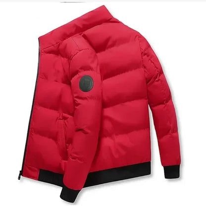 Men’s Short Winter Jacket – Thick Warm Windproof Coat with Zipper & Printed Design, Casual Outdoor Outerwear, Sizes M–5XL