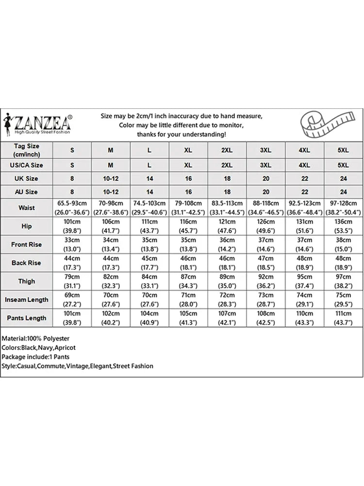 2025 ZANZEA Women's High-Waist Wide-Leg Trousers – Elegant Pleated Palazzo Pants for Office, Work, Autumn & Casual Streetwear