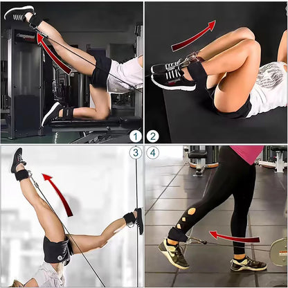 Juego de bandas de resistencia con tobilleras – Bandas elásticas de fitness con accesorios de tobillo para gimnasio, yoga, entrenamiento de fuerza y ejercicio en casa