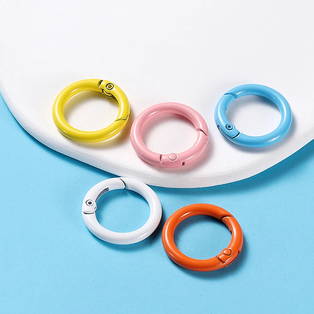 5-Piece Metal Spring O-Ring Carabiner Keychain Clips – Openable Round Buckle Connectors for DIY Keychains, Dog Chains & Jewelry Making