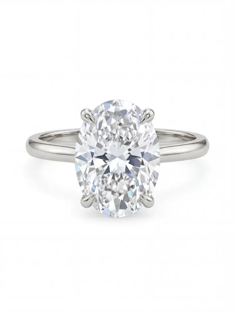925 Sterling Silver Oval Zircon Ring – Luxury Engagement & Wedding Band for Women 1–8CT