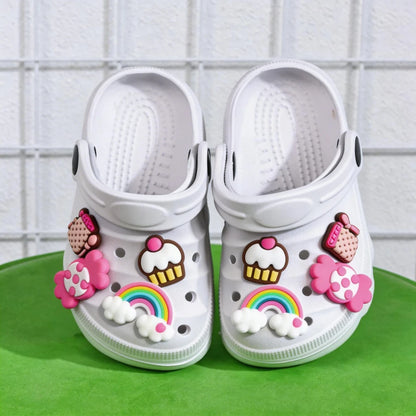 Girls' Cute Rainbow Cupcake Clogs Soft Non-Slip Summer Sandals for Kids