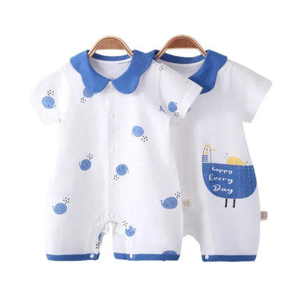 Grenouillère Bébé 100% Coton Manches Courtes Body Nouveau-né Combinaison d'Été pour Nourrissons