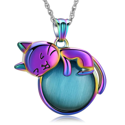 Pet Cremation Memorial Urn Necklace – Cat Ashes Keepsake Pendant with Moonstone, Pet Remembrance Jewelry & Memorial Gift