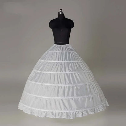 Enagua de boda de crinolina de 6 aros – Enagua larga blanca para vestido de baile, capa de soporte de falda de medio deslizamiento para vestido de novia, accesorios de boda para vestidos de princesa y vestidos formales