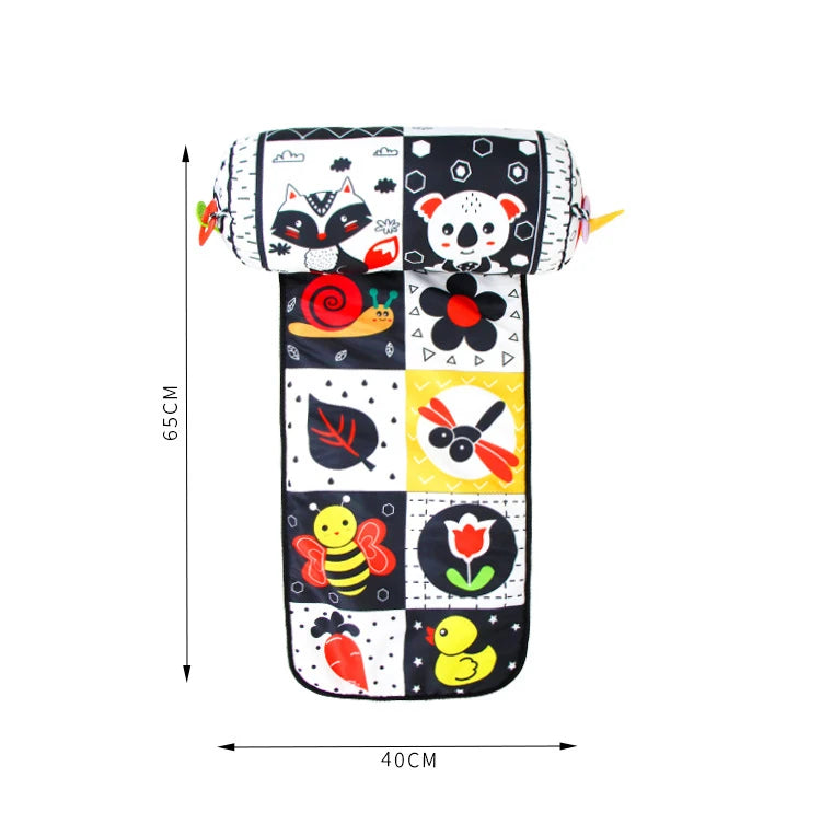 Coussin de Temps sur le Ventre pour Bébé et Jouet Sensoriel à Contraste Élevé – Coussin de Soutien Réversible Noir et Blanc pour Nouveau-né pour le Redressement de la Tête et le Développement Précoce