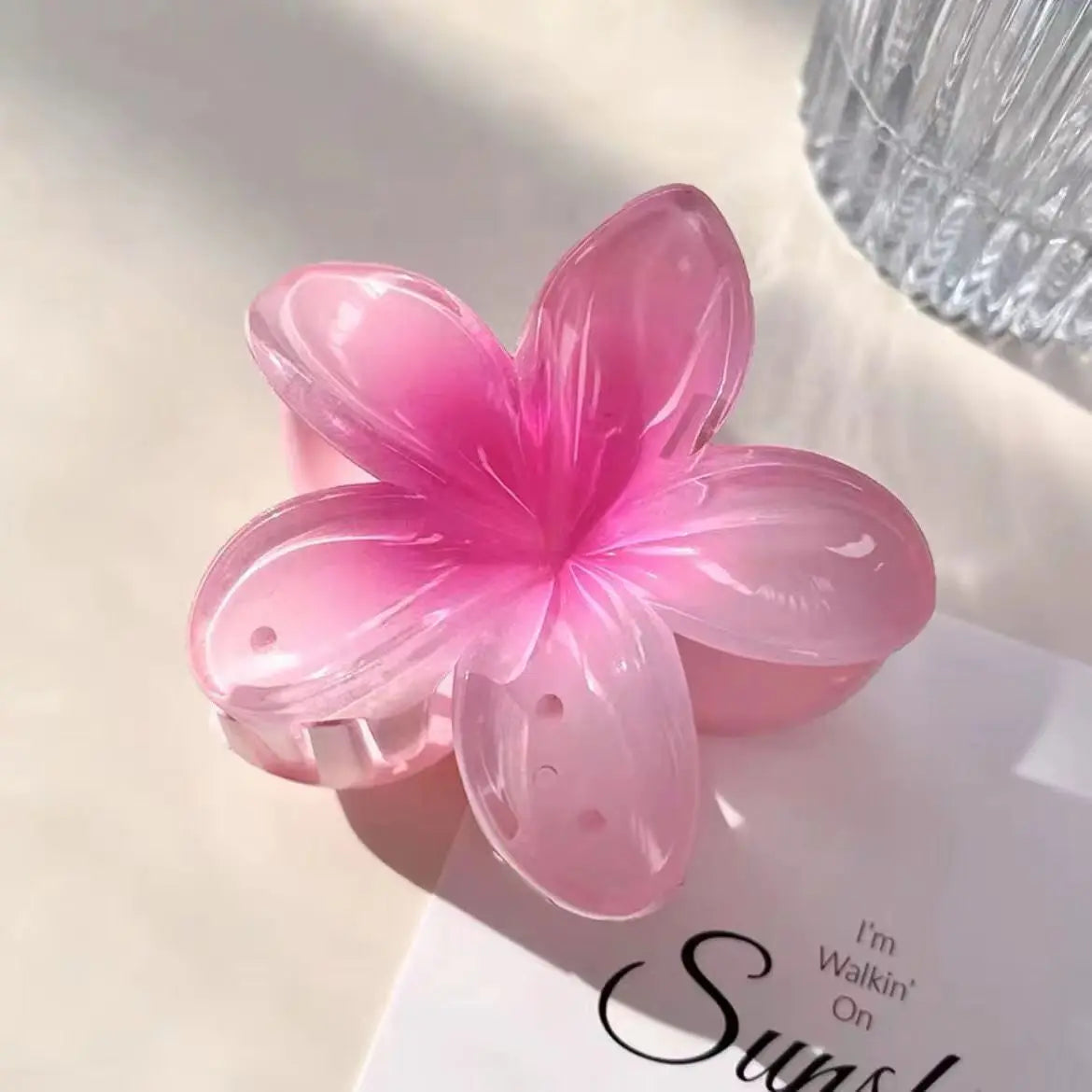 Pinzas de pelo hawaianas con diseño floral degradado – Pasadores grandes florales tropicales para mujer | Accesorios de moda para el pelo para vacaciones en la playa
