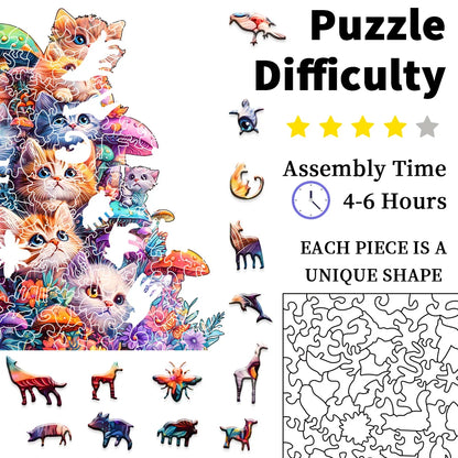 Lindo Rompecabezas de Gato Seta de Madera – Rompecabezas Irregular con Forma de Animal para Adultos, Juego Educativo Creativo, Decoración del Hogar y Regalo para Amantes de los Rompecabezas