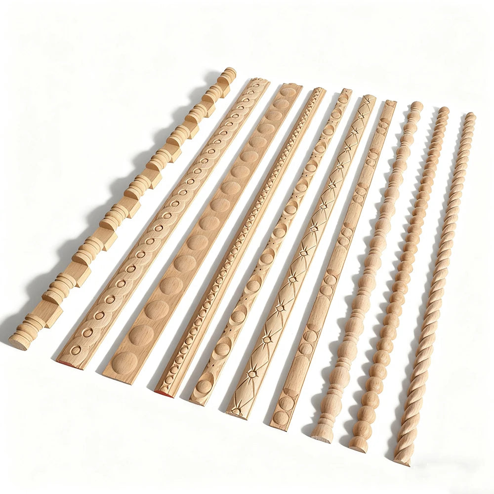 Appliques décoratives en bois moulé – Boiseries murales sculptées pour meubles, armoires, coins et décoration intérieure
