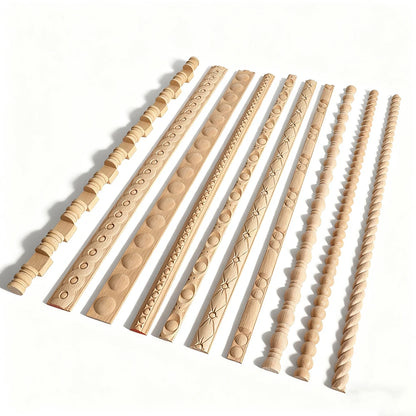 Appliques décoratives en bois moulé – Boiseries murales sculptées pour meubles, armoires, coins et décoration intérieure