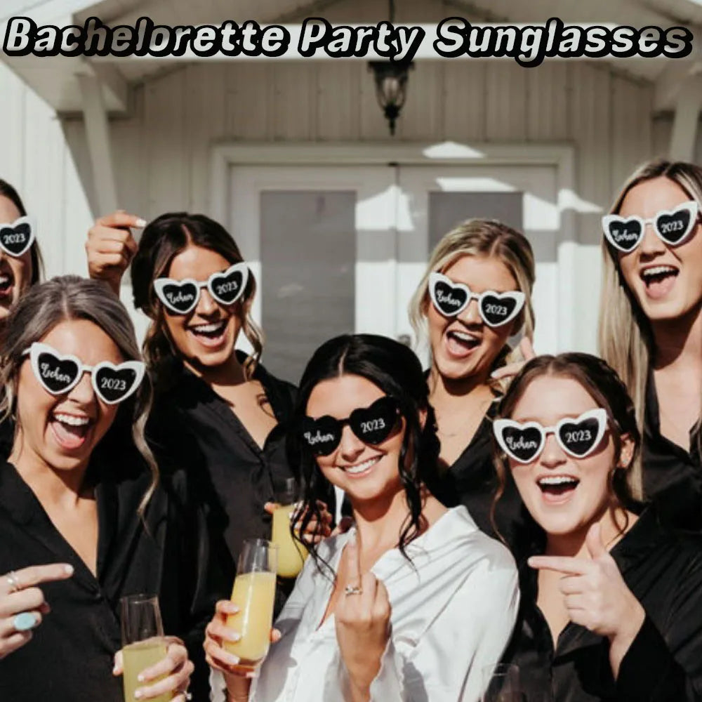 12–120PCS Personalized Heart Sunglasses with Pen – Wedding & Bachelorette Party Favors, Bridal Party Photo Props & Gifts