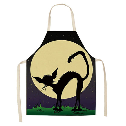 Cute Cartoon Cat Kitchen Apron – Linen Baking & Cooking Apron for Women, Men & Kids, Kitchen Accessories