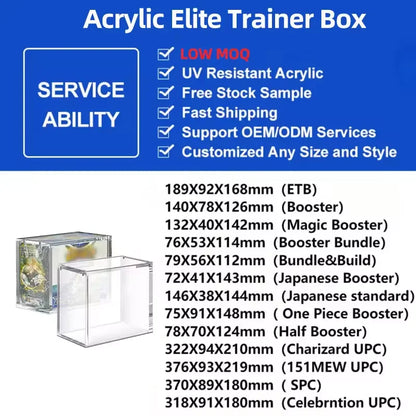 ETB Acrylic Display Box – Stackable Transparent Magnetic Storage Case for Elite Trainer Boxes (Dustproof Protector)