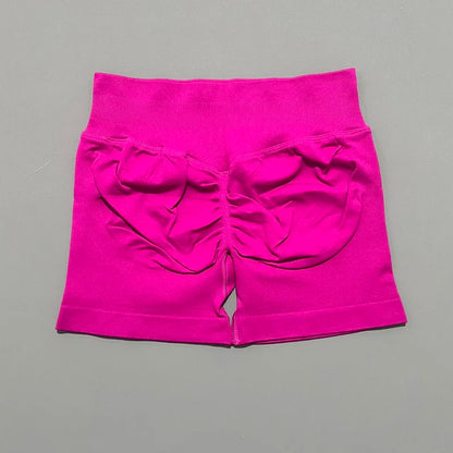 HISTELLO Pantalones cortos de yoga sin costuras de 4.5" para mujer – Pantalones cortos deportivos de talle bajo con efecto fruncido para gimnasio, fitness, correr y ropa deportiva
