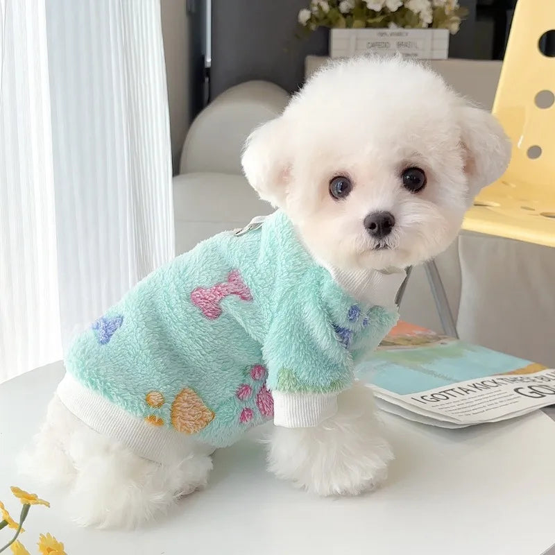 Super Soft Winter Dog Jacket – Warm Fleece Pet Coat with Heart Print for Cold Weather, Cozy Holiday Clothing for Dogs & Puppies