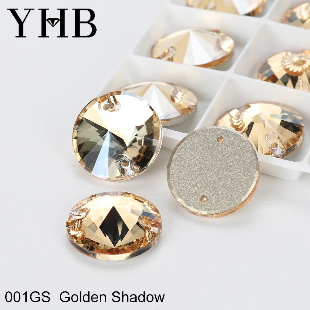 Strass à coudre YHB Crystal Rivoli – Pierres à coudre plates en verre pour vêtements, sacs et artisanat de bricolage