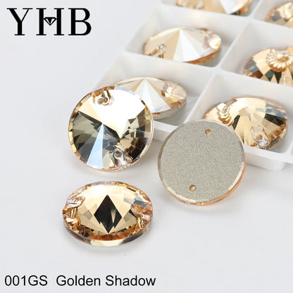 Strass à coudre YHB Crystal Rivoli – Pierres à coudre plates en verre pour vêtements, sacs et artisanat de bricolage
