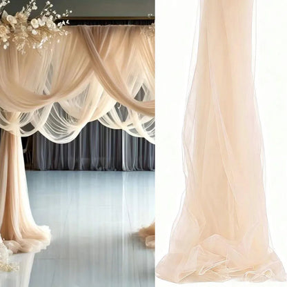 White Sheer Wedding Arch Drapes – 75cm x 6M Tulle Backdrop Fabric for Ceremonies & Parties