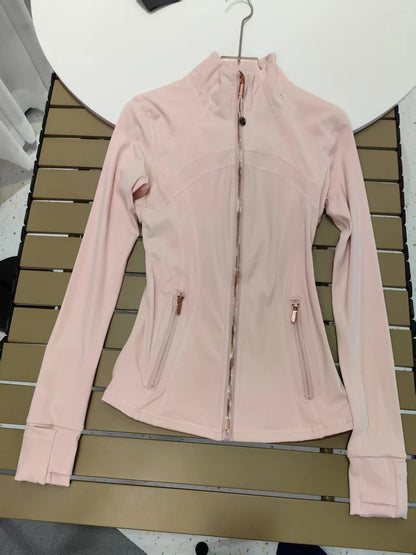 Chaqueta de yoga de mujer ajustada con cremallera – Top deportivo de cuello alto de secado rápido para gimnasio, running y fitness