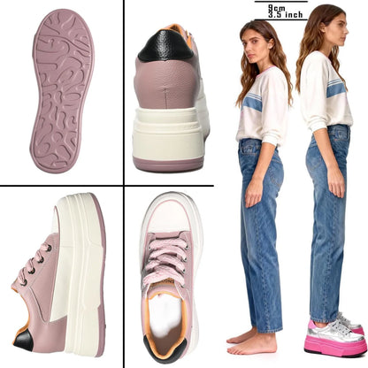 Zapatillas deportivas de mujer con cuña oculta, plataforma de 9 cm, calzado grueso cómodo e informal para caminar
