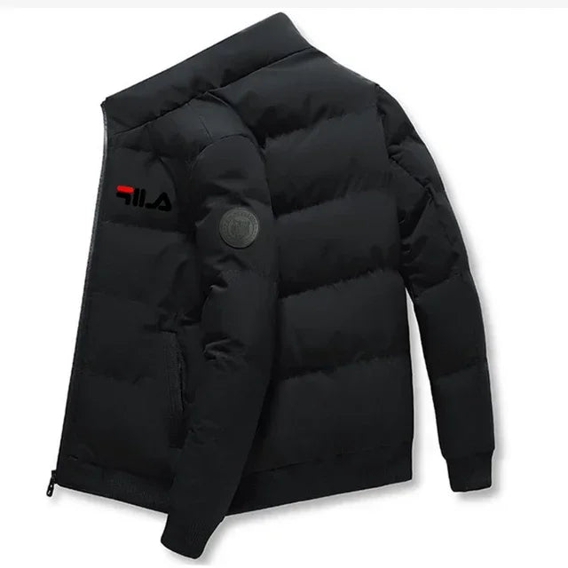 Men’s Short Winter Jacket – Thick Warm Windproof Coat with Zipper & Printed Design, Casual Outdoor Outerwear, Sizes M–5XL