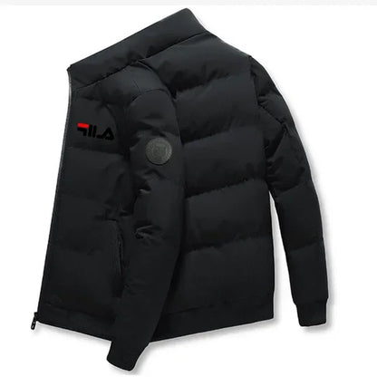 Men’s Short Winter Jacket – Thick Warm Windproof Coat with Zipper & Printed Design, Casual Outdoor Outerwear, Sizes M–5XL