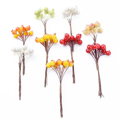 20/50PCS Artificial Pomegranate Flowers – DIY Floral Craft Decorations for Candy Boxes, Christmas Parties, Wedding Arches, Bouquets, Hairpins & Brooches