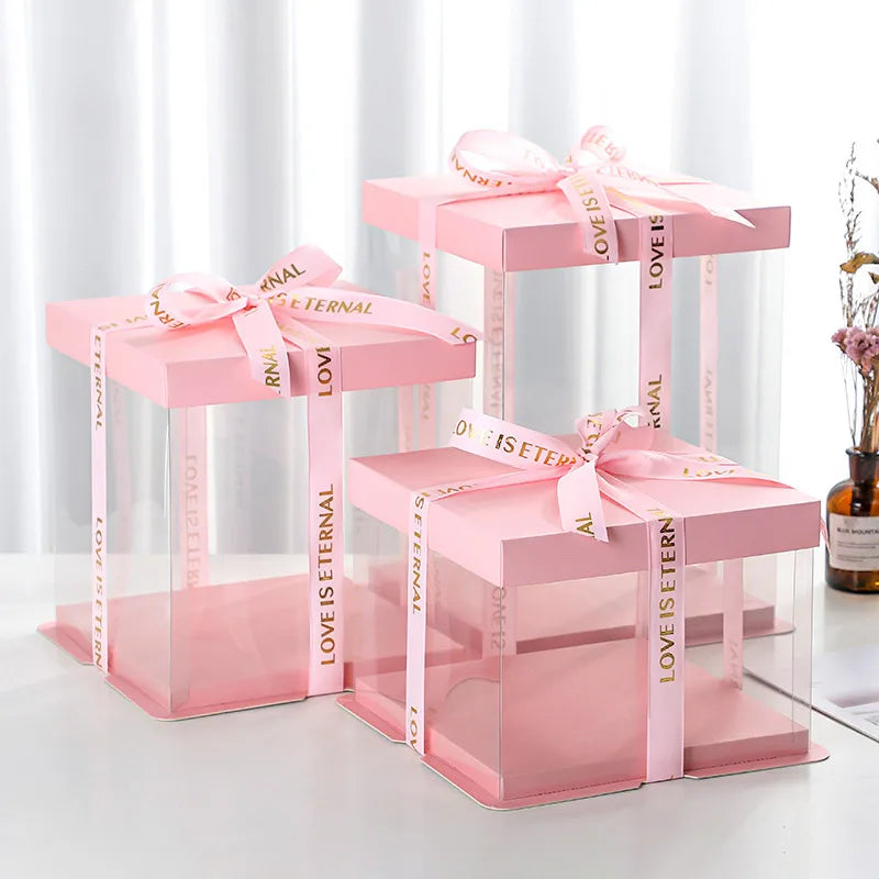 Boîte Cadeau Transparente pour Gâteaux, pour Boulangeries, Desserts, Mariages, Anniversaires et Emballages de Fête