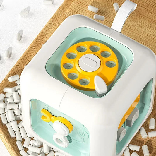 Cubo de actividades Montessori 6 en 1 – Juguete sensorial para el desarrollo de la motricidad fina y el aprendizaje temprano del bebé