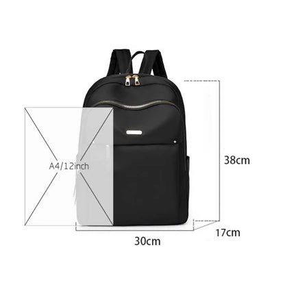 Women's Waterproof Nylon Backpack – Lightweight Multi-Pocket School & Travel Daypack with Zipper, Elegant Casual Leisure Backpack