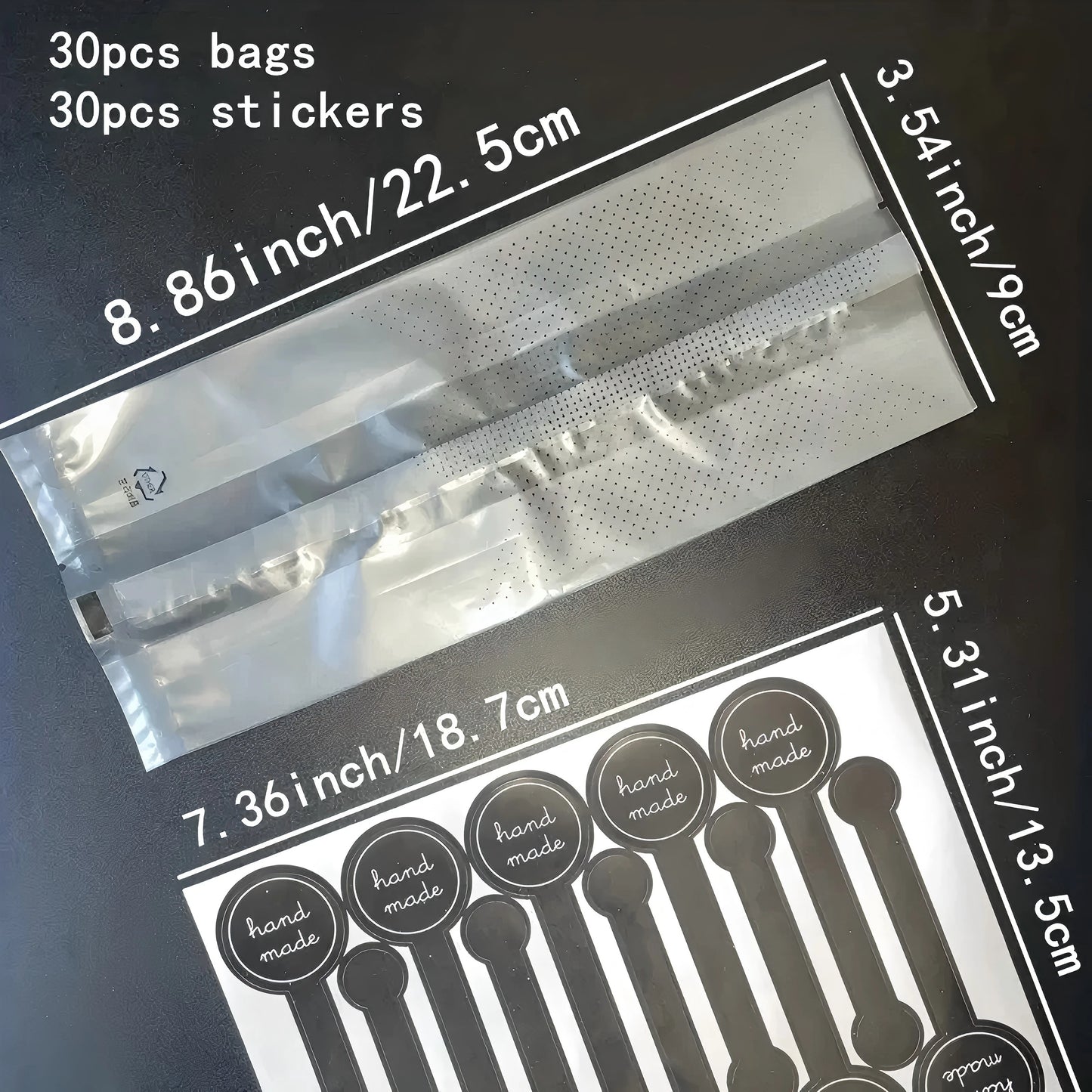 60 Bolsas de Galletas Esmeriladas con Lunares Negros – Bolsas de Embalaje de Regalo Rectangulares Autoadhesivas para Galletas, Dulces y Recuerdos de Fiesta