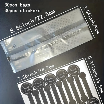 60 Bolsas de Galletas Esmeriladas con Lunares Negros – Bolsas de Embalaje de Regalo Rectangulares Autoadhesivas para Galletas, Dulces y Recuerdos de Fiesta