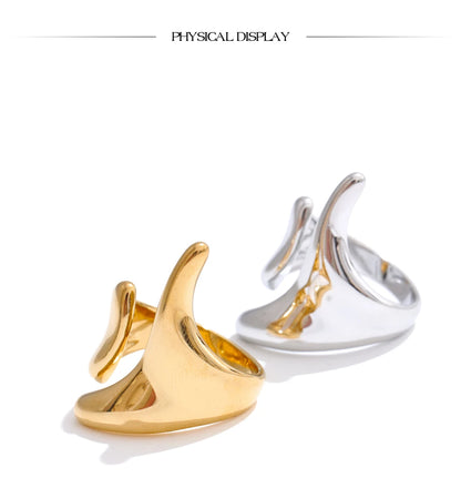 Anillo de Acero Inoxidable Ajustable Geométrico – Anillo de Moda Minimalista con Baño de Oro PVD para Mujer