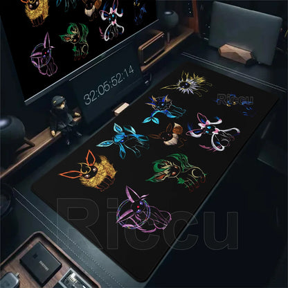 Japan Anime Gamer XXL Desk Mat – Eevee Kawaii Extended Mouse Pad (900×400 Gaming Keyboard & Mouse Pad)
