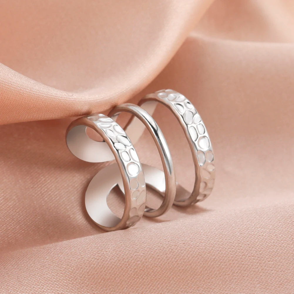 Bague Skyrim en acier inoxydable cœur géométrique pour femme, réglable, ouverte, pour fête, esthétique