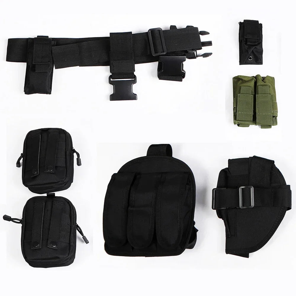 Resident Evil Leon S. Kennedy Inspired Cosplay Costume – Tactical Utility Belt Set with Bags, Holster & Officer Outfit Accessories for Carnival & Halloween